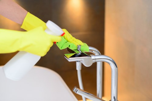 Bow Cleaners staff following safe cleaning practices