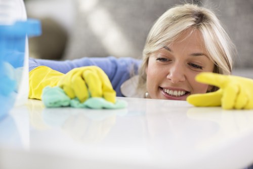 Local cleaners maintaining shared office areas in Bow