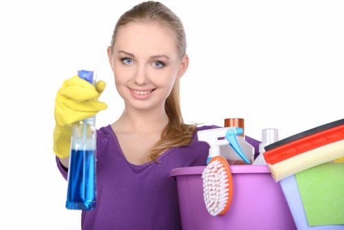 Regular cleaning of kitchen and bathroom surfaces in Bow